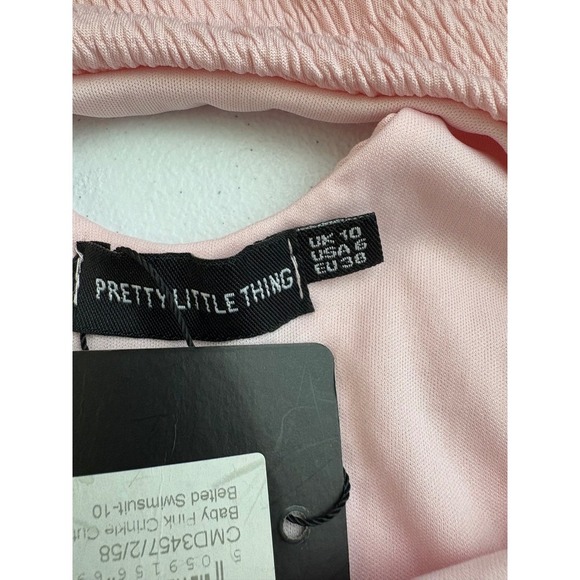 PrettyLittleThing Pink Swimsuit Belted Cutout Crinkle One Piece US 6 - Picture 7 of 7